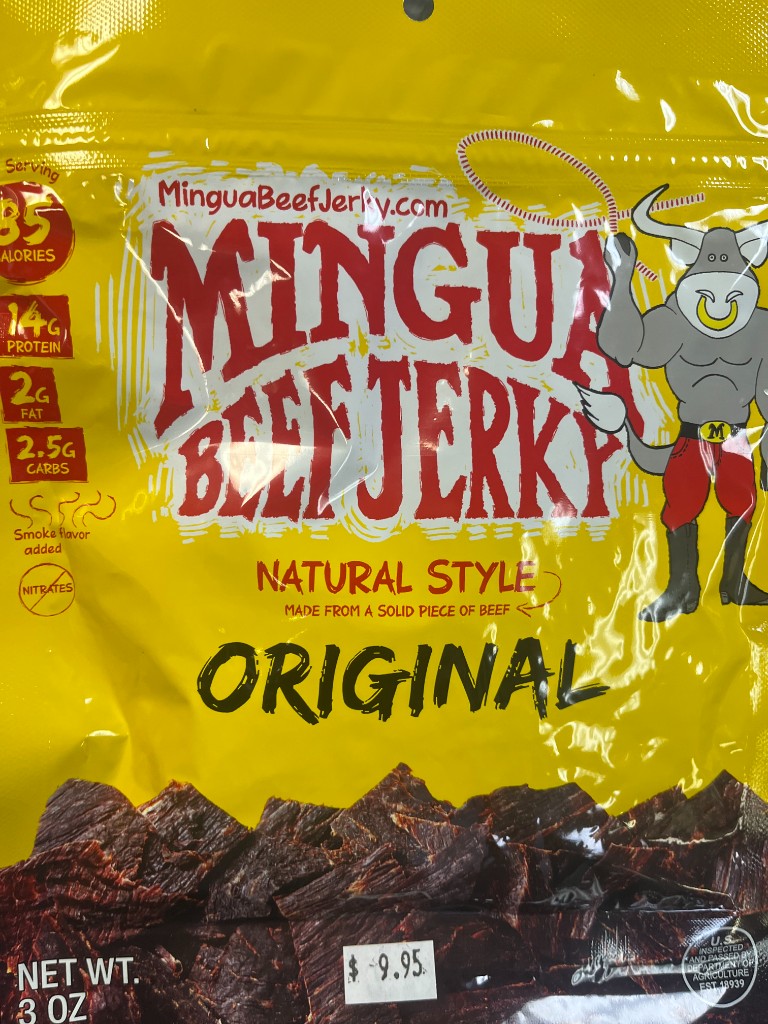 Mingua jerky on the shelf at The Beef Jerky Emporium
