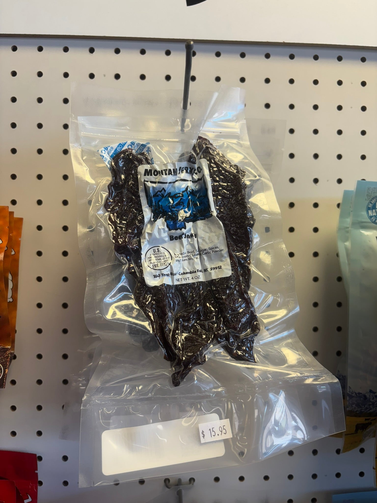 Montana jerky on the shelf at The Beef Jerky Emporium