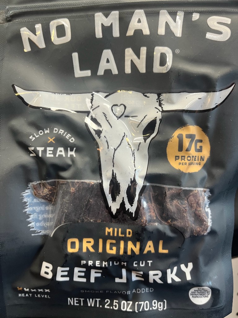 No Man's Land jerky on the shelf at The Beef Jerky Emporium