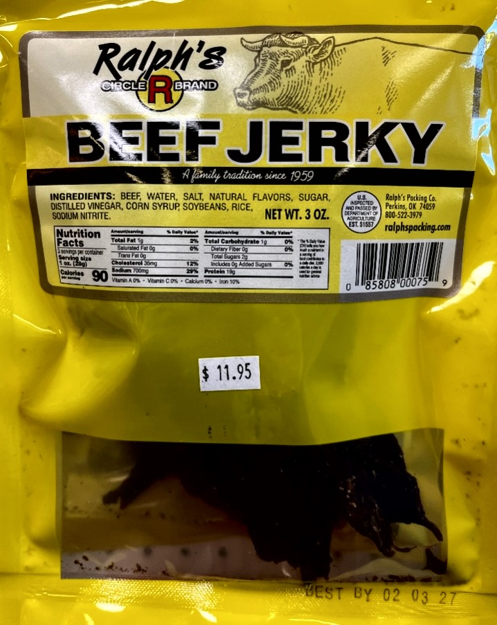 Ralph's jerky on the shelf at The Beef Jerky Emporium